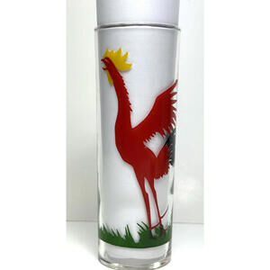 Vintage 1950’s Federal Glass RED Crowing Rooster Tom Collins Glass 6.75”H x 2.5"